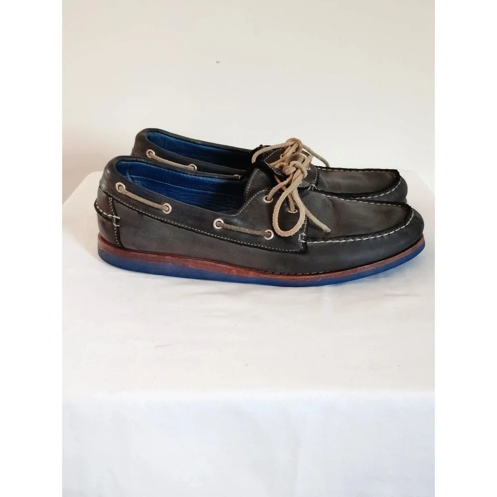 Allen Edmonds South Shore Men 9.5D Nautical Navy Blue Leather Boat Shoe Moc Toe